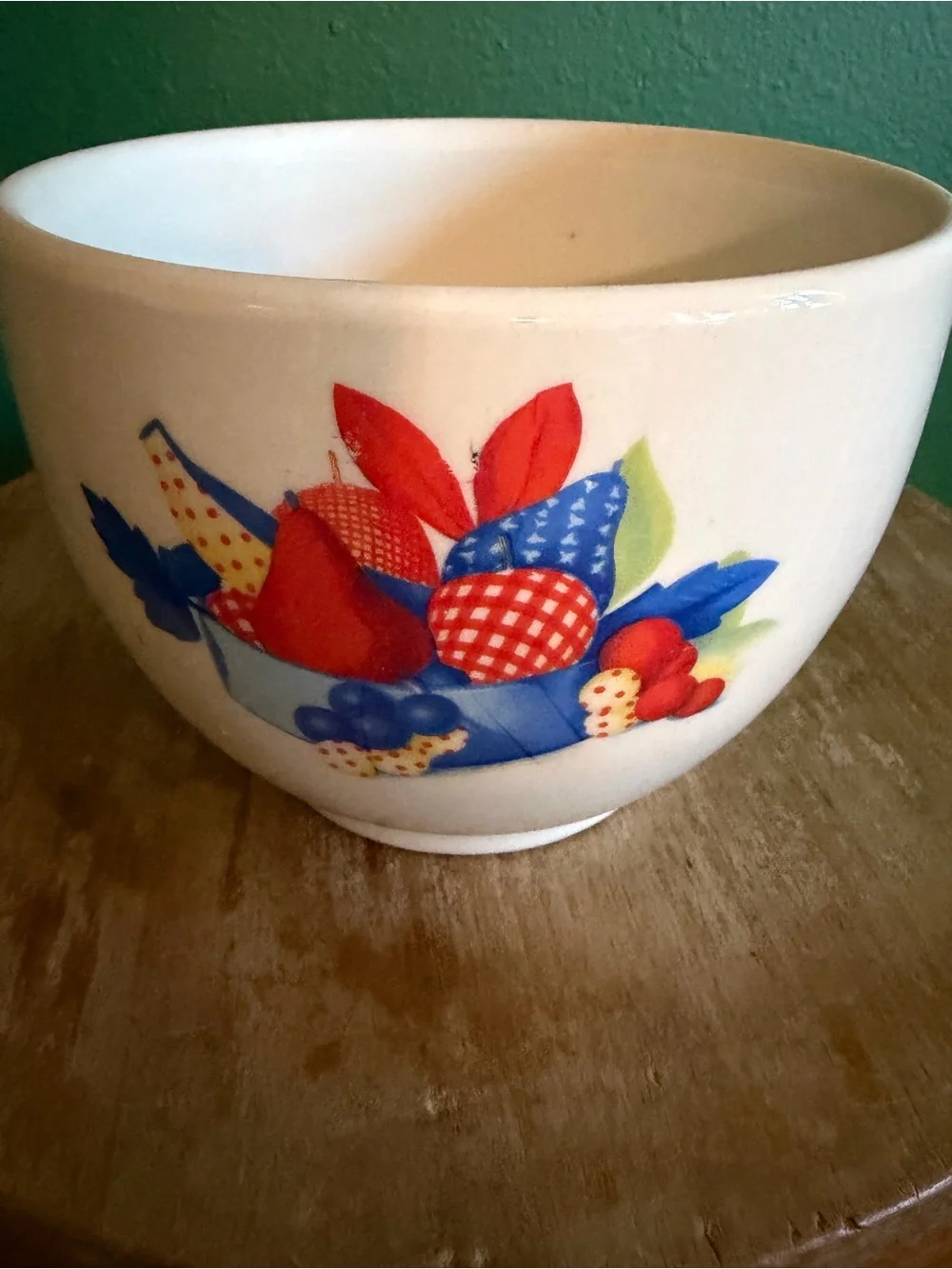 Universal Potteries Calico Fruit Vintage White Stoneware Bowl